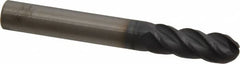 Accupro - 5/16" Diam, 13/16" LOC, 4 Flute Solid Carbide Ball End Mill - AlTiN Finish, Single End, 2-1/2" OAL, 5/16" Shank Diam, Spiral Flute - Makers Industrial Supply