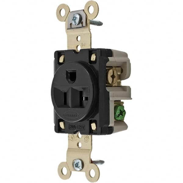 Hubbell Wiring Device-Kellems - 125V 20A NEMA 5-20R Industrial Grade Black Straight Blade Single Receptacle - Makers Industrial Supply