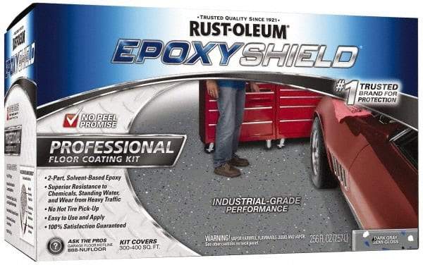 Rust-Oleum - 2 Gal (2) One Gallon Cans Gloss Dark Gray 2 Part Epoxy Floor Coating - <250 g/L VOC Content - Makers Industrial Supply