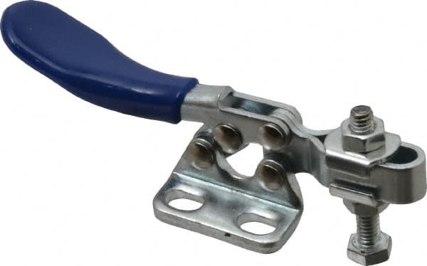 Gibraltar - 60 Lb Holding Capacity, Horizontal Handle, Manual Hold Down Toggle Clamp - 80° Handle Movement, 90° Bar Opening, U-Bar, Right Flanged Base, Carbon Steel - Makers Industrial Supply