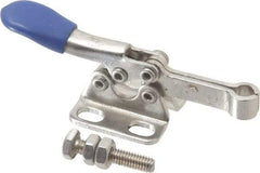 Gibraltar - 75 Lb Holding Capacity, Horizontal Handle, Manual Hold Down Toggle Clamp - 82° Handle Movement, 94° Bar Opening, Solid Bar, Flanged Base, Electro-Plated Zinc, Stainless Steel - Makers Industrial Supply