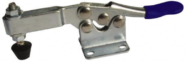 Gibraltar - 200 Lb Holding Capacity, Horizontal Handle, Manual Hold Down Toggle Clamp - 78° Handle Movement, 87° Bar Opening, U-Bar, Flanged Base, Electro-Plated Zinc, Stainless Steel - Makers Industrial Supply