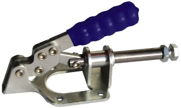 Gibraltar - 300 Lb Load Capacity, Flanged Base, Carbon Steel, Standard Straight Line Action Clamp - 0.22" Mounting Hole Diam, 0.44" Plunger Diam, Straight Handle - Makers Industrial Supply