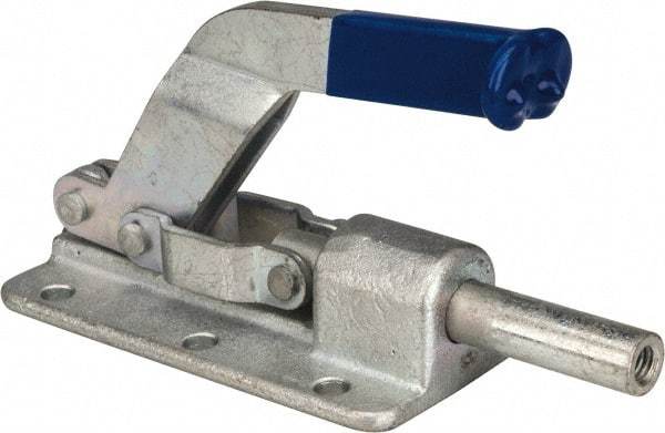 Gibraltar - 800 Lb Load Capacity, Flanged Base, Carbon Steel, Standard Straight Line Action Clamp - 6 Mounting Holes, 0.26" Mounting Hole Diam, 1/2" Plunger Diam, Straight Handle - Makers Industrial Supply