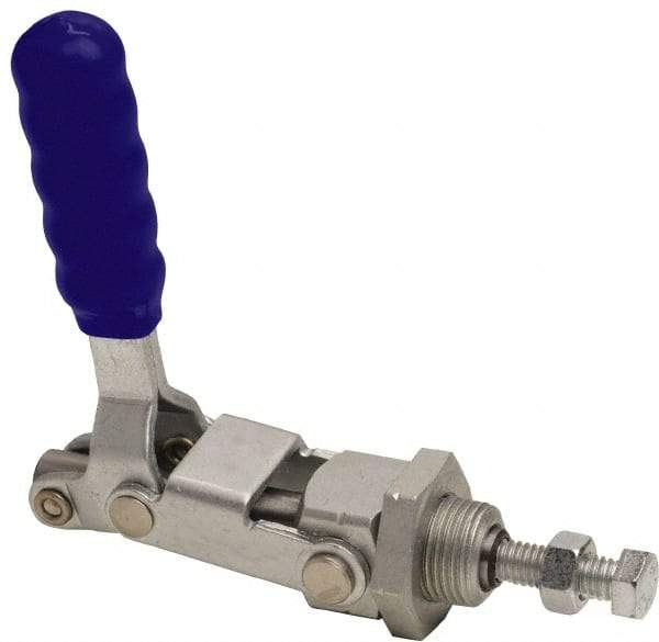 Gibraltar - 300 Lb Load Capacity, Flush Base, Carbon Steel, Standard Straight Line Action Clamp - 3/4" Mounting Hole Diam, 0.44" Plunger Diam, Straight Handle - Makers Industrial Supply