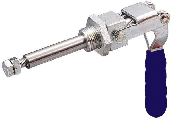 Gibraltar - 700 Lb Load Capacity, Flush Base, Carbon Steel, Standard Straight Line Action Clamp - 1" Mounting Hole Diam, 0.63" Plunger Diam, Straight Handle - Makers Industrial Supply