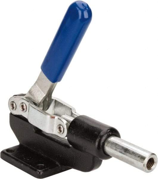 Gibraltar - 800 Lb Load Capacity, Flanged Base, Carbon Steel, Standard Straight Line Action Clamp - 4 Mounting Holes, 0.38" Mounting Hole Diam, 0.62" Plunger Diam, Whale Tail Handle - Makers Industrial Supply