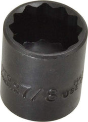 Proto - 7/8", 3/8" Drive, Standard Hand Socket - 12 Points, 1-7/16" OAL, Alloy Steel, Black Finish - Makers Industrial Supply