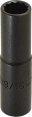 Proto - 9/16", 1/2" Drive, Deep Hand Socket - 12 Points, 3-1/4" OAL, Alloy Steel, Black Finish - Makers Industrial Supply