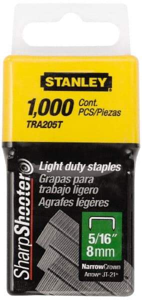 Stanley - 7/16" Wide Galvanized Steel Light Duty Staples - 5/16" Leg Length - Makers Industrial Supply