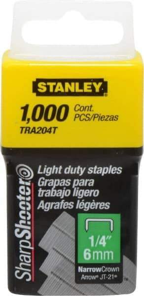 Stanley - 7/16" Wide Galvanized Steel Light Duty Staples - 1/4" Leg Length - Makers Industrial Supply