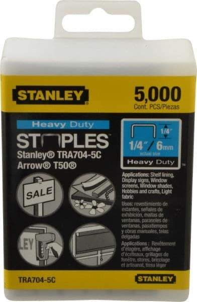 Stanley - 27/64" Wide Galvanized Steel Heavy Duty Power Crown Staples - 1/4" Leg Length - Makers Industrial Supply