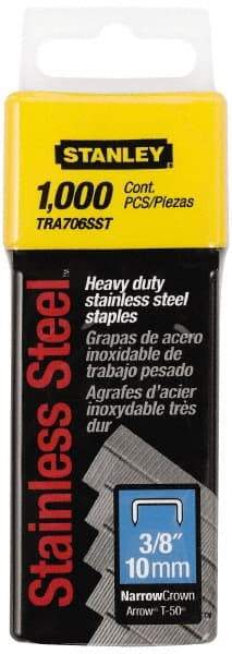 Stanley - 27/64" Wide Stainless Steel Narrow Crown Staples - 3/8" Leg Length - Makers Industrial Supply