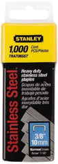 Stanley - 27/64" Wide Stainless Steel Narrow Crown Staples - 3/8" Leg Length - Makers Industrial Supply