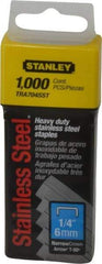 Stanley - 27/64" Wide Stainless Steel Narrow Crown Staples - 1/4" Leg Length - Makers Industrial Supply