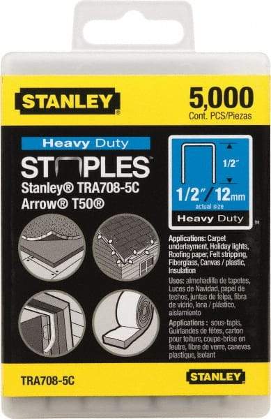 Stanley - 27/64" Wide Galvanized Steel Heavy Duty Power Crown Staples - 1/2" Leg Length - Makers Industrial Supply