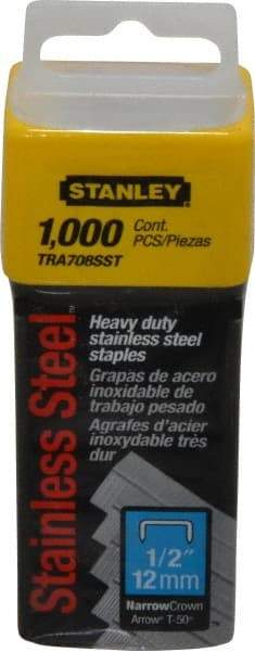 Stanley - 27/64" Wide Stainless Steel Narrow Crown Staples - 1/2" Leg Length - Makers Industrial Supply