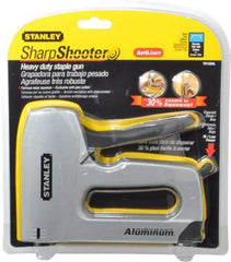 Stanley - Manual Staple Gun - 1/4, 5/16, 3/8, 1/2, 9/16" Staples, Yellow & Black, Aluminum - Makers Industrial Supply