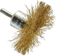 Value Collection - 3" Brush Diam, Flared End Brush - Medium Grade, 1/4" Diam Shank, 15,000 Max RPM - Makers Industrial Supply