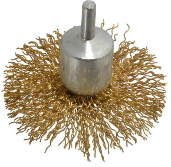 Value Collection - 3" Brush Diam, Flared End Brush - Coarse Grade, 1/4" Diam Shank, 15,000 Max RPM - Makers Industrial Supply