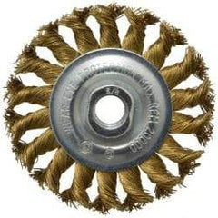 Value Collection - 4" OD, 5/8-11 Arbor Hole, Knotted Brass Wheel Brush - 1/2" Face Width, 7/8" Trim Length, 0.02" Filament Diam, 20,000 RPM - Makers Industrial Supply