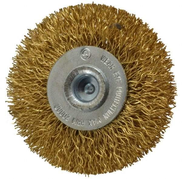 Value Collection - 2" OD, 1/4" Shank Diam, Crimped Brass Wheel Brush - 5/16" Face Width, 1/2" Trim Length, 0.012" Filament Diam, 20,000 RPM - Makers Industrial Supply