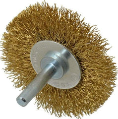 Value Collection - 2-1/2" OD, 1/4" Shank Diam, Crimped Brass Wheel Brush - 3/8" Face Width, 1/2" Trim Length, 0.012" Filament Diam, 20,000 RPM - Makers Industrial Supply