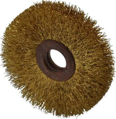 Value Collection - 2-1/2" OD, 1/2" Arbor Hole, Crimped Brass Wheel Brush - 3/8" Face Width, 3/4" Trim Length, 0.008" Filament Diam, 15,000 RPM - Makers Industrial Supply