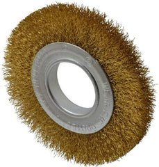 Value Collection - 6" OD, 2" Arbor Hole, Crimped Brass Wheel Brush - 7/8" Face Width, 1-1/8" Trim Length, 0.014" Filament Diam, 6,000 RPM - Makers Industrial Supply