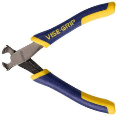 Irwin - 4-1/2" OAL, Flush End Cutting Pliers - 5/16" Jaw Length x 9/16" Jaw Width, Standard Head, Rubber Grips Handle - Makers Industrial Supply