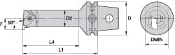 Kennametal - Insert Style NG 3R, 140mm Head Length, Left Hand Cut, Internal Modular Threading Cutting Unit Head - System Size KM63, 22mm Center to Cutting Edge, Series Top Notch - Makers Industrial Supply