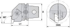 Kennametal - Insert Style NG 3L, 60mm Head Length, Right Hand Cut, Modular Threading Cutting Unit Head - System Size KM63, 43mm Center to Cutting Edge, Series Top Notch - Makers Industrial Supply