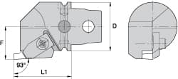 Kennametal - Insert Style NG 3R, 60mm Head Length, Right Hand Cut, Internal Modular Threading Cutting Unit Head - System Size KM63, 43mm Center to Cutting Edge, Series Top Notch - Makers Industrial Supply