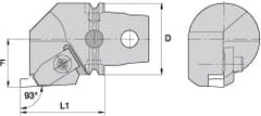 Kennametal - Insert Style NG 4R, 60mm Head Length, Right Hand Cut, Internal Modular Threading Cutting Unit Head - System Size KM63, 43mm Center to Cutting Edge, Series Top Notch - Makers Industrial Supply