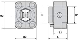 Kennametal - Neutral Cut, KM25 Modular Connection, Adapter/Mount Lathe Modular Clamping Unit - 24mm Square Shank Diam, 1.102" OAL, Series NCM-SF Flange Mount - Exact Industrial Supply