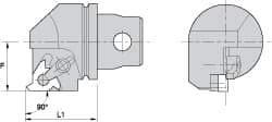 Kennametal - Insert Style LT 16EL, 35mm Head Length, Left Hand Cut, External Modular Threading Cutting Unit Head - System Size KM32, 22mm Center to Cutting Edge, Series LT Threading - Makers Industrial Supply