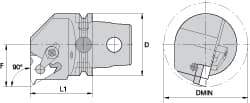 Kennametal - Insert Style LT 22NL, 60mm Head Length, Left Hand Cut, Internal Modular Threading Cutting Unit Head - System Size KM63, 43mm Center to Cutting Edge, Series LT Threading - Makers Industrial Supply