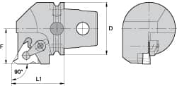 Kennametal - Insert Style LT 16ER, 60mm Head Length, Right Hand Cut, External Modular Threading Cutting Unit Head - System Size KM63, 43mm Center to Cutting Edge, Series LT Threading - Makers Industrial Supply