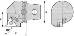 Kennametal - Insert Style LT 22ER, 60mm Head Length, Right Hand Cut, External Modular Threading Cutting Unit Head - System Size KM63, 43mm Center to Cutting Edge, Series LT Threading - Makers Industrial Supply