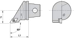 Kennametal - Right Hand Cut, Size KM32, DC.. Insert Compatiblity, External Modular Turning & Profiling Cutting Unit Head - 22mm Ctr to Cutting Edge, 35mm Head Length, Through Coolant, Series Screw-On - Makers Industrial Supply