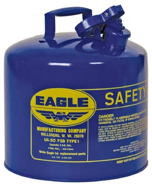 Eagle - 5 Gal Galvanized Steel Type I Safety Can - 13-1/2" High x 12-1/2" Diam, Blue - Makers Industrial Supply