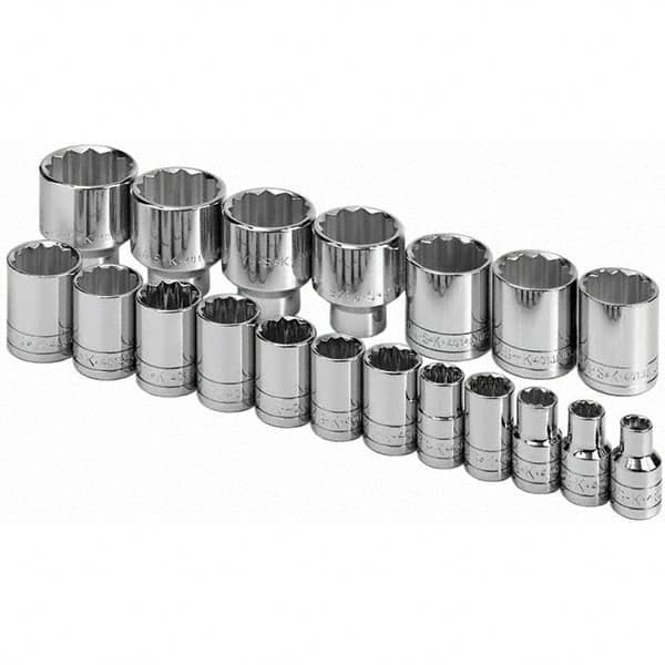 SK - 1/2" Drive Standard Socket Set - 3/8 to 1-1/2", Inch Measurement Standard - Makers Industrial Supply