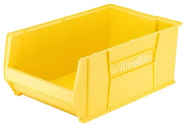 Akro-Mils - 200 Lb. Load Capacity, 20" Deep, Yellow Polymer Hopper Stacking Bin - 12" High x 12-3/8" Wide x 20" Long - Makers Industrial Supply