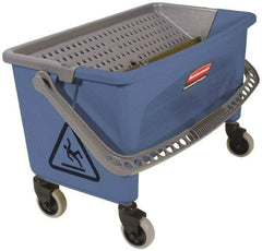 Rubbermaid - 40 Qt Plastic Bucket & Wringer - 14.7" Long x 16.2" High x 26.2" Wide, Blue - Makers Industrial Supply