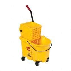 Rubbermaid - 26 Qt Plastic Bucket & Wringer - 18-5/8" Long x 16-3/4" High x 15-5/8" Wide, Yellow - Makers Industrial Supply