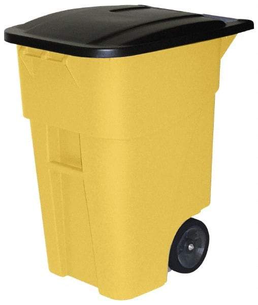 Rubbermaid - 50 Gal Yellow Rectangle Trash Can - Polyethylene, 36-1/2" High x 28-1/2" Long x 23-3/8" Wide - Makers Industrial Supply