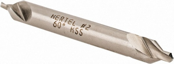 Hertel - #2 Plain Cut 60° Incl Angle High Speed Steel Combo Drill & Countersink - Makers Industrial Supply