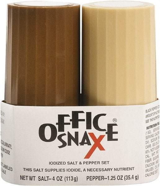 Office Snax - Salt and Pepper Shaker Set - 4 Ounce Salt and 1.5 Ounce Pepper - Makers Industrial Supply