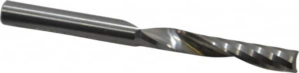 Onsrud - 1/4" Cutting Diam x 1-1/2" Length of Cut, 1 Flute, Upcut Spiral Router Bit - Uncoated, Right Hand Cut, Solid Carbide, 3" OAL x 1/4" Shank Diam, Single Edge, 21° Helix Angle - Makers Industrial Supply