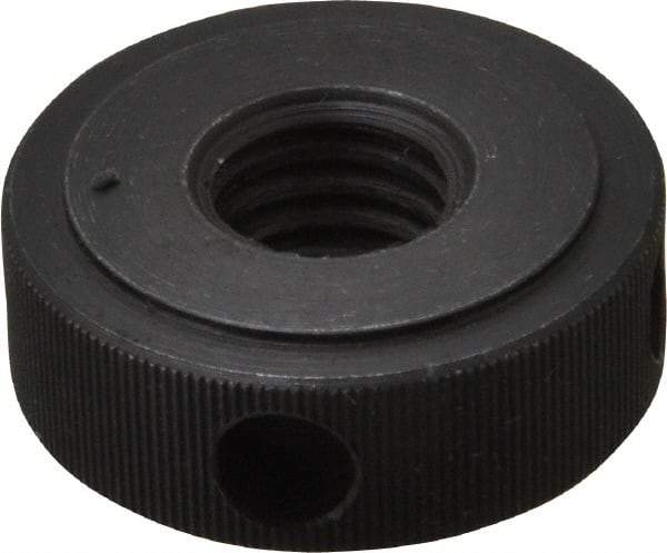 Gibraltar - 1/2-13" UNC Thread, Black Oxide Finish, Steel Round Knurled Check Nut - 7/16" Overall Height, 1-1/4" Head Diam, 1" Base Diam - Makers Industrial Supply